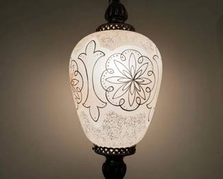 Hollywood Regency Swag Lamp or Vintage Hanging Glass Light Fixture