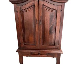 Rustic Farmhouse Style Solid Wood Armoire Cabinet with Iron Hardware