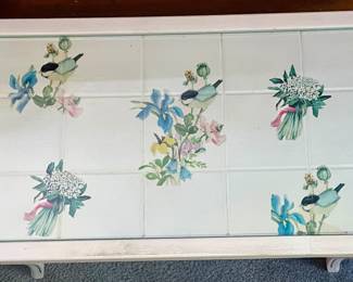PAINTED TILE-TOP CONSOLE TABLE WITH GLASS