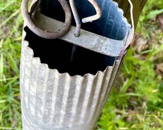 Antique 41" galvanized metal well water draw cylinder bucket
