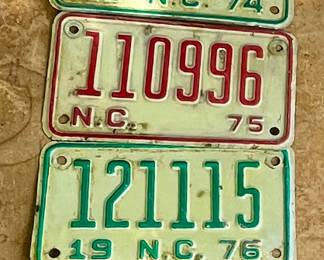 NC MOTORCYCLE TAGS 1973-78, TAG FRAME