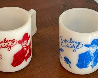 ANTIQUE HOPALONG CASSIDY MILK GLASS MUGS