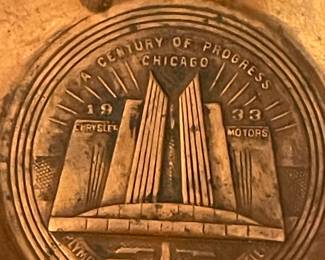 ANTIQUE 1933 "A CENTURY OF PROGRESS - CHICAGO" METAL ASHTRAY