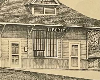 FRAMED/MATTED LIBERTY DEPOT PRINT - J.L. OSBORNE -  1989