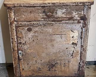 Antique Wooden Top Metal Cabinet 