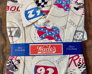 Vintage 1950s/1960s Morris Casuals Stock Car RacingThemed Button-Down Shirt
