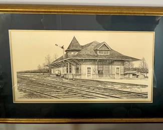 FRAMED/MATTED LIBERTY DEPOT PRINT - J.L. OSBORNE -  1989