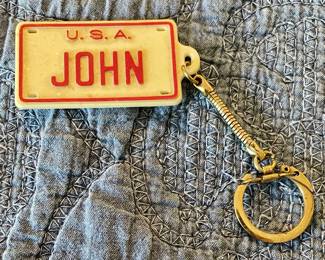 VINTAGE "JOHN" TAG KEY FOB