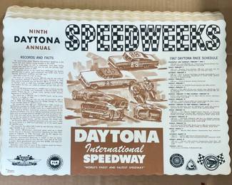 LOT OF 100+/- 1967 9TH ANNUAL DAYTONA SPEEDWEEKS PLACEMATS