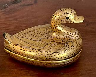  Vintage Burmese Lacquered Gold Black Duck Trinket Box,  2-AVAILABLE