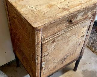 Antique Wooden Top Metal Cabinet 
