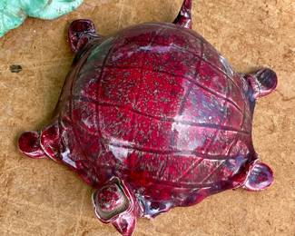 VINTAGE RED CERAMIC TURTLE