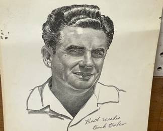VINTAGE AUTOGRAPHED BUCK BAKER SKETCH