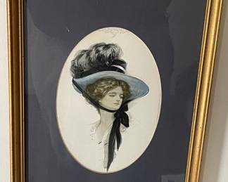 VINTAGE FRAMED PRINT  - "BACHELOR BELLS"" - HARRISON FISHER