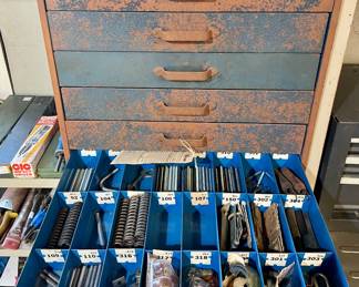 Antique 6-Drawer Parts Cabinet with Contents