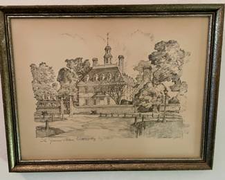 FRAMED "THE GOVERNOR'S PALACE - WILLIAMSBURG, VIRGINIA" - CHARLES H. OVERLY