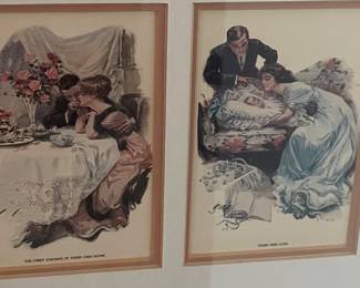 VINTAGE FRAMED PRINT SET - "THE GREATEST MOMENTS OF A GIRL'S LIFE" - HARRISON FISHER