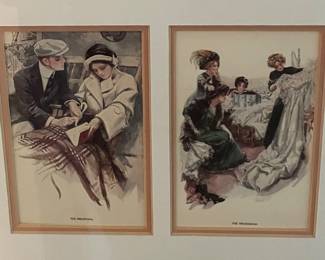 VINTAGE FRAMED PRINT SET - "THE GREATEST MOMENTS OF A GIRL'S LIFE" - HARRISON FISHER