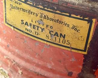 VINTAGE UL SAFETY FUEL CAN