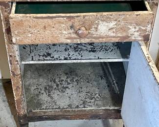 Antique Wooden Top Metal Cabinet 