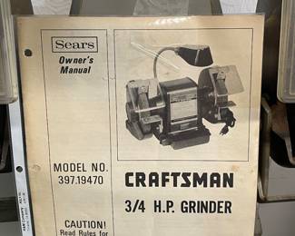 SEARS/CRAFTSMAN COMMERCIAL 3/4 HP BENCH GRINDER & PEDESTAL