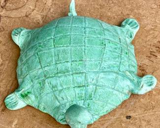 VINTAGE LARGE GREEN CERAMIC TURTLE