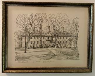 FRAMED "THE WREN BUILDING - WILLIAMSBURG, VIRGINIA" - CHARLES H. OVERLY