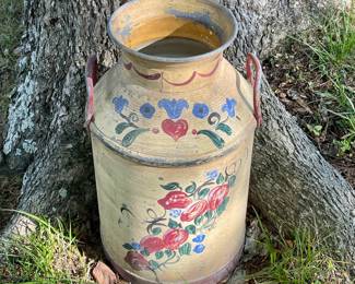 Tole Painted Galvanized Milk Can