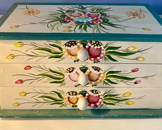 TOLE PAINTED 3-DRAW JEWELRY BOX