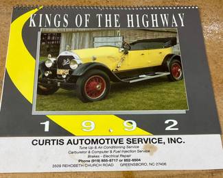 VINTAGE ADVERTISING CALENDAR - 1992 - CURTIS AUTOMOTIVE SERVICE, INC.