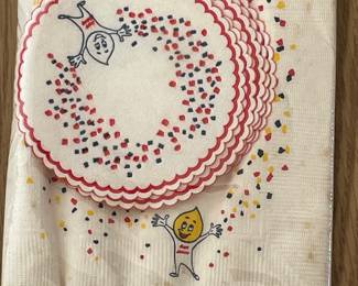 Vintage 1960s ESSO "Oil Drop Man" Coasters with "Happy Motoring" Oil Drop Character Confetti Theme
