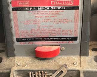 SEARS/CRAFTSMAN COMMERCIAL 3/4 HP BENCH GRINDER & PEDESTAL