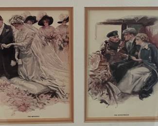 VINTAGE FRAMED PRINT SET - "THE GREATEST MOMENTS OF A GIRL'S LIFE" - HARRISON FISHER