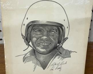 VINTAGE AUTOGRAPHED LEE PETTY SKETCH