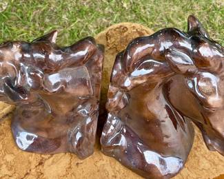 VINTAGE HORSE BOOKENDS (Signed feny 8-58)
