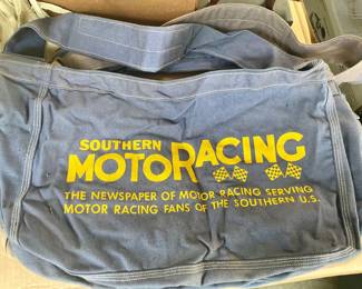 VINTAGE DENIM SOUTHERN MOTOR RACING NEWSPAPER DELIVERY BAG