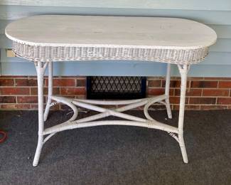 VINTAGE WICKER CONSOLE TABLE