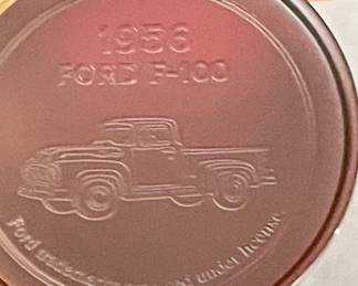 Franklin Mint Ford F-100 Precision Pocket Watch With Original Leather Case, Chain Watch Fob
