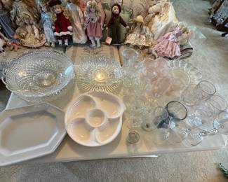 Very nice serving dishes and crystal items 