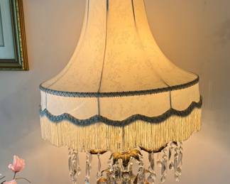 Vintage French Style Crystal Table Lamp with Fringe Shade
