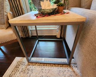 Metal and Stone Side Table