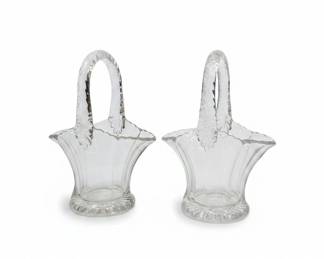 Clear Glass Duncan  Miller Bridal Basket with Rope Handle