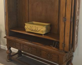 Antique English Jacobean Carved Oak Bar Cabinet, Circa s second image