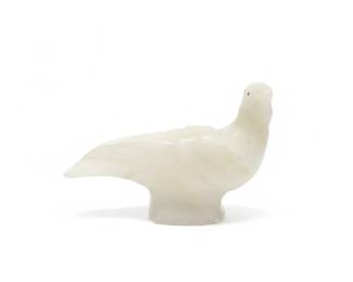 Vintage Set of Birds Doves of Carved White Stone Quartz