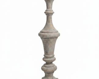 Aged Pedestal Candlestick Decorative Finial