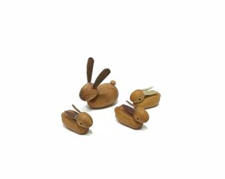 Set of Four Wooden Bunnies