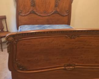 Antique French Louis XV Style Carved Walnut Sleigh Bed second image