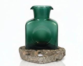 Emerald Green Blown Glass Pitcher with Applied Decoration
