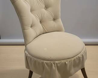 Vintage Tufted Slipper Chair with Skirted Base