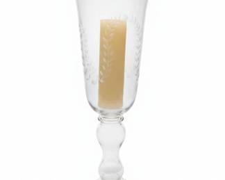 Etched Glass Hurricane Vase with Candle  Simon Pearce Hartland